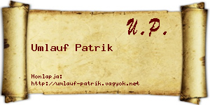 Umlauf Patrik névjegykártya